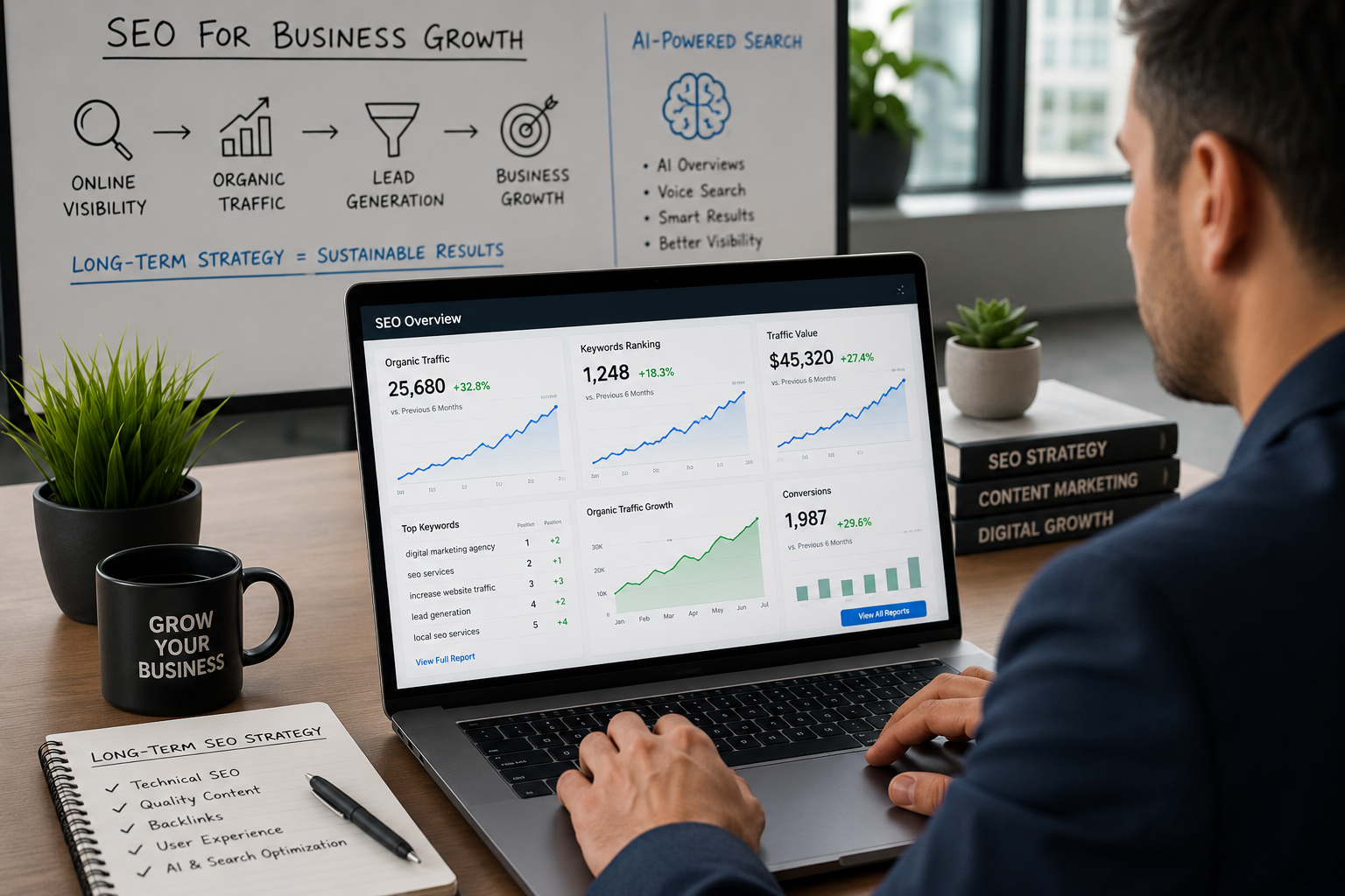 SEO for business growth strategy improving online visibility and organic traffic