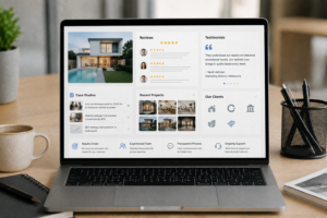 Trust Signals Influence Buying Decisions section showing a service business website featuring Google Reviews, client testimonials, case studies, recent projects and trust badges to encourage qualified leads.